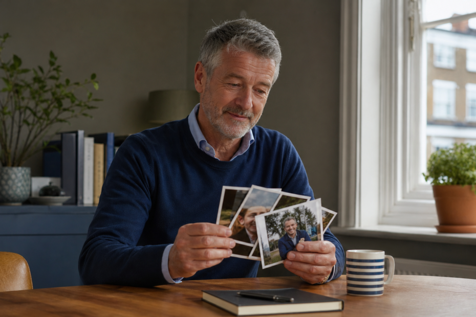 London professional over 50 choosing natural photographs for a dating profile